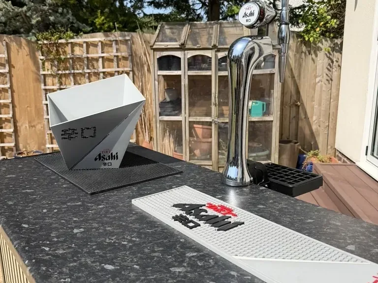 Asahi Super Dry keg hire on a garden bar in Stockport