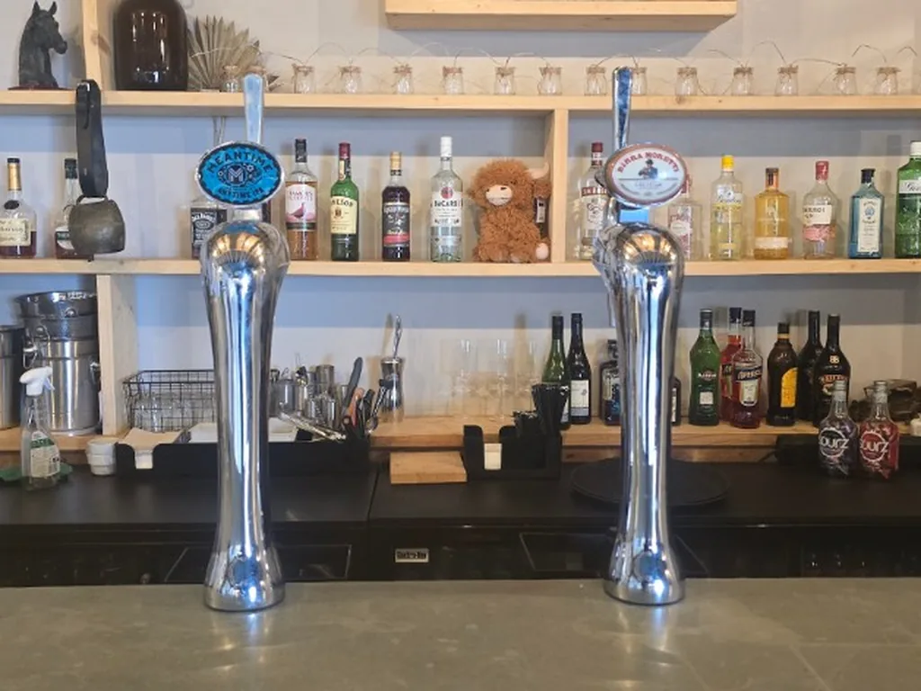 Birra Moretti and Meantime IPA taps on a bar near Coventry